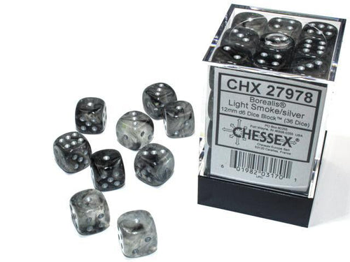 Borealis™ - 12mm d6 Light smoke/silver Luminary Dice Block