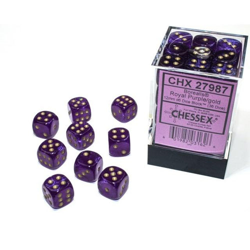 Borealisâą - 12mm d6 Royal purple/gold Luminary Dice Block