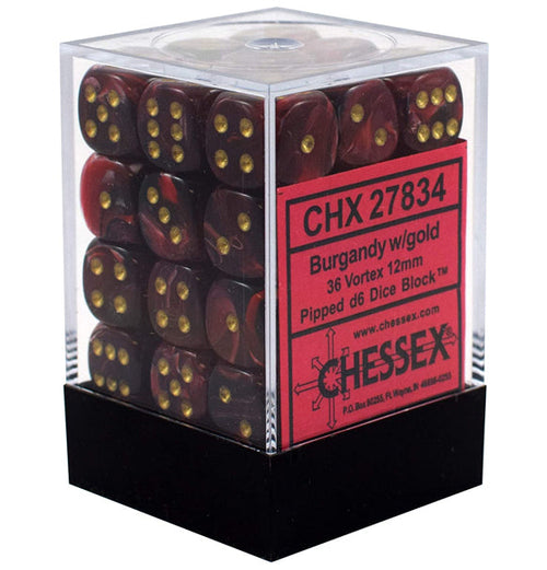 Vortex™ - 12mm d6 Burgundy w/gold Dice Block