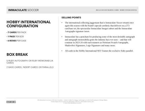 Panini Immaculate Soccer 2023/24 - International Hobby Box