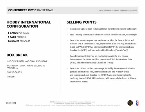 Panini Contenders Optic NBA Basketball 2023/24 - International Hobby Box