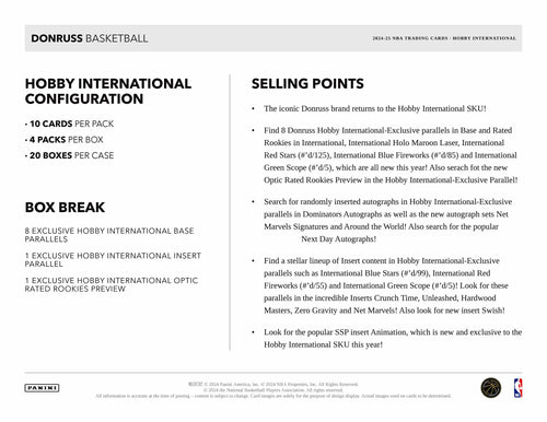 Panini Donruss NBA Basketball 2024/25 - International Hobby Box