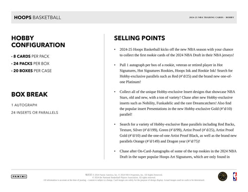 Panini Hoops NBA Basketball 2024/25 - Hobby Box