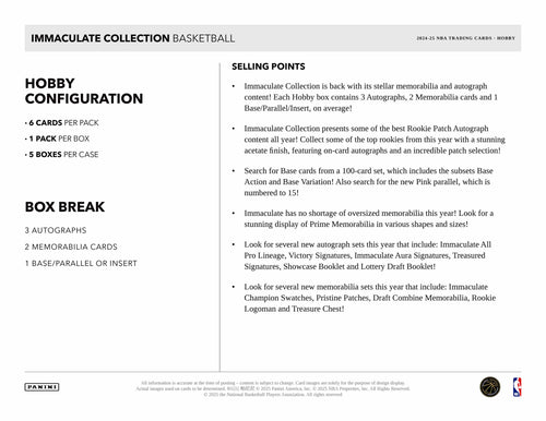 Panini Immaculate Basketball 2024/25 - Hobby Box
