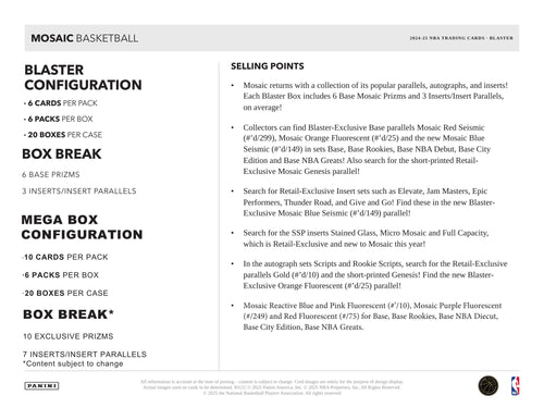 Panini Mosaic Basketball 2024/25 - Mega Box