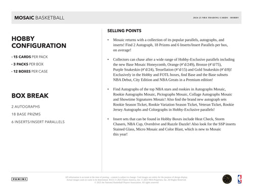 Panini Mosaic Basketball 2024/25 - Hobby Box