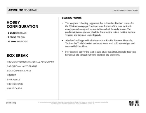 Panini Absolute NFL Football 2024 - Hobby Box