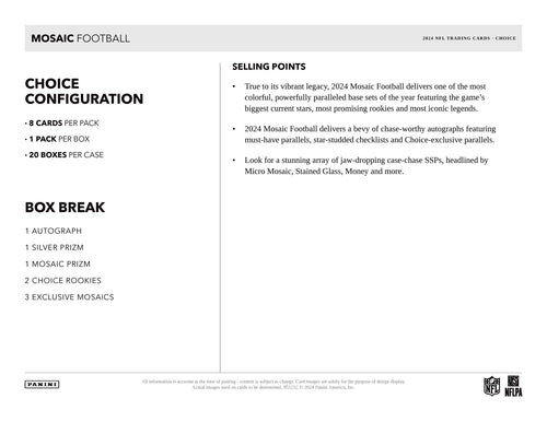 Panini Mosaic NFL Football 2024 - Choice Box
