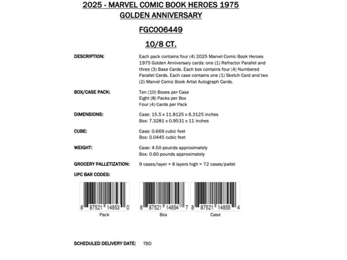 Topps Marvel Comic Book Heroes 1975 Golden Anniversary 2025 - Hobby Box