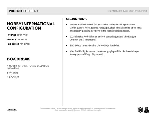 Panini Phoenix Football 2025 - International Hobby Mega Box