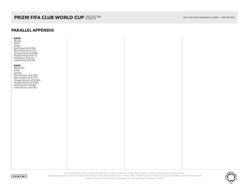 Panini Prizm Club World Cup 2025 - Mega Box
