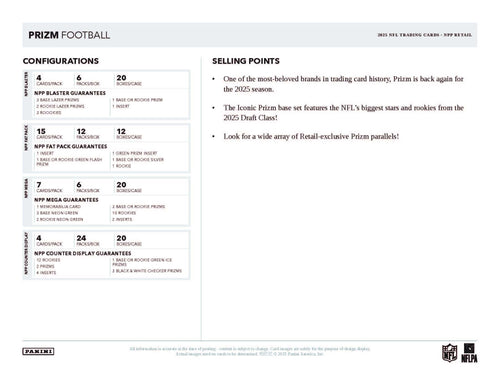 Panini Prizm Football 2025 - Blaster Box