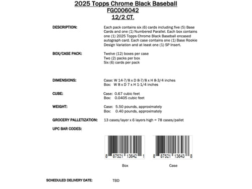 Topps Chrome Black Baseball 2025 - Hobby Box