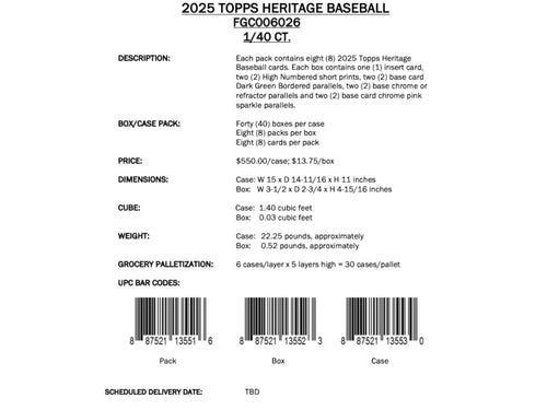 Topps Heritage Baseball 2025 - Value Box