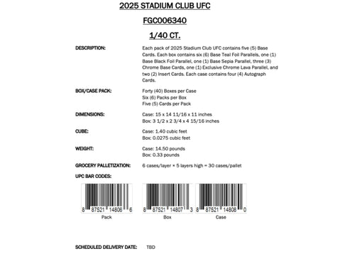 Topps Stadium Club UFC 2025 - Value Box