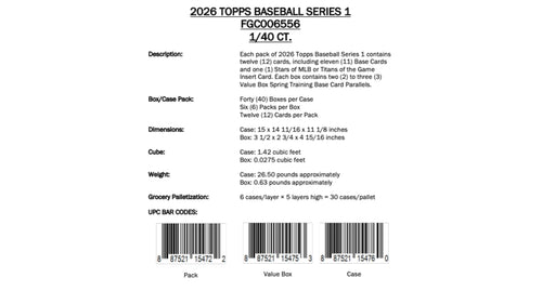 Topps MLB Baseball Series 1 2026 - Value Box