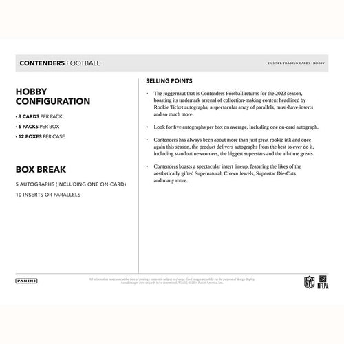 Panini Contenders NFL Football 2023 - Hobby Box