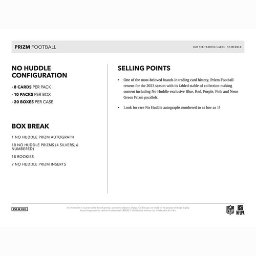 Panini Prizm NFL Football 2023 No Huddle - Hobby Box