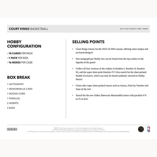 Panini Court Kings NBA Basketball 2023/24 - Hobby Box