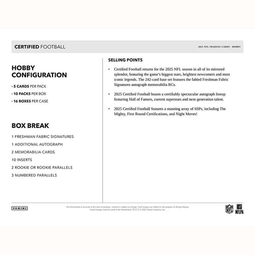 Panini Certified Football 2025 - Hobby Box