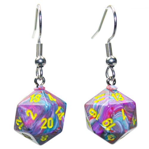 Chessex Hook Earrings Pair Festive Mosaic Mini D20