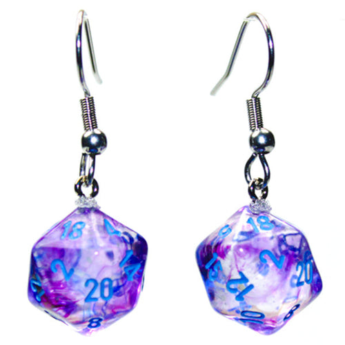 Chessex Hook Earrings Pair Nebula Nocturnal Mini D20