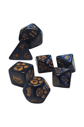 Kitten Polyhedral Dice Black 7-Die Set