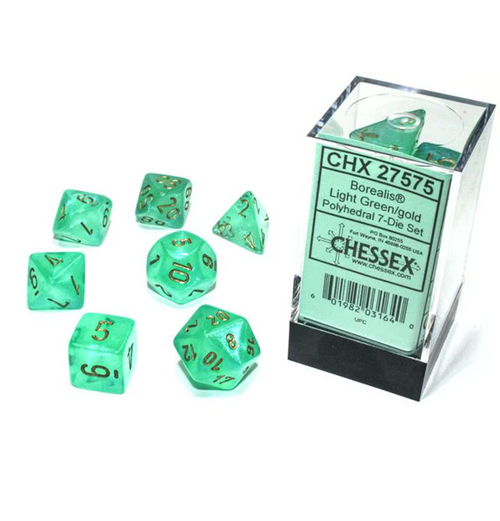 Borealis™ – Polyhedral Light Green w/gold 7-Die Set