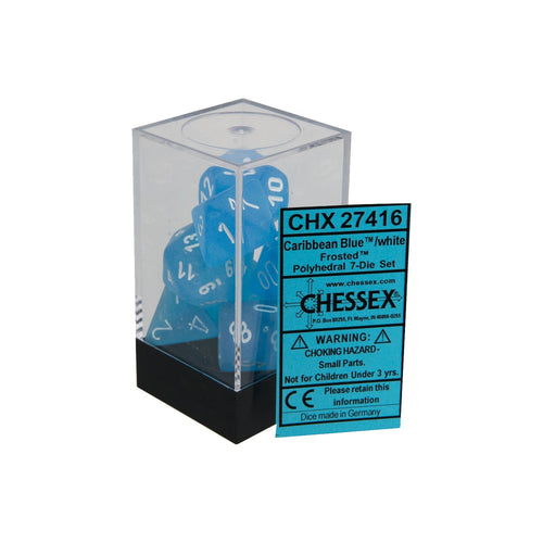 Frosted™ – Polyhedral Carribian Blue w/white 7-Die Set