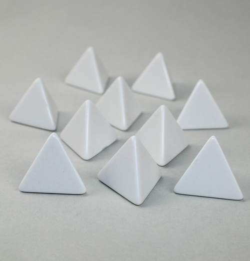 Opaque: Polyhedral - 10x White Blank 4-sided dice