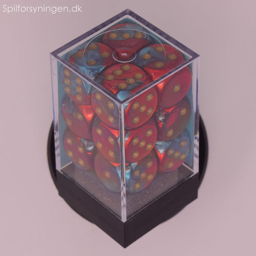 Gemini™ – 16mm d6 Red-Teal w/gold Dice Block