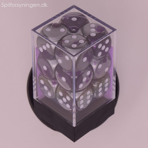 Gemini™ – 16mm d6 Purple-Steel w/white Dice Block
