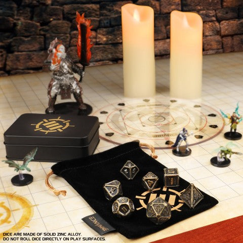 Enhance Metal Dice Set with Case and Dice Bag (Polyhedral Set)