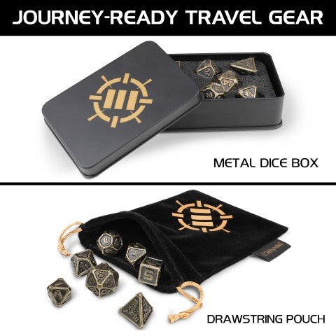 Enhance Metal Dice Set with Case and Dice Bag (Polyhedral Set)