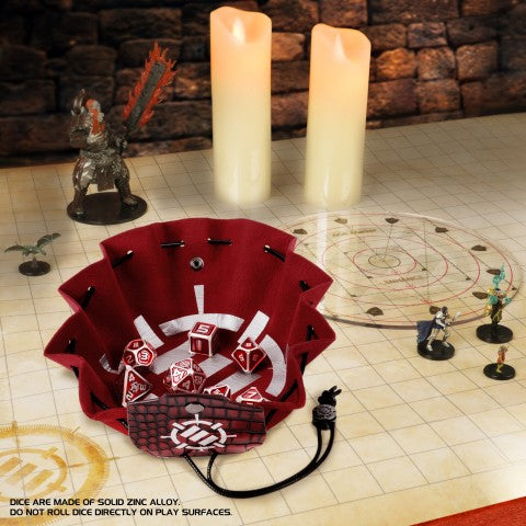 Enhance Metal Dice Set with Dice Bag (Collectors Edition Red) (Polyhedral Set)