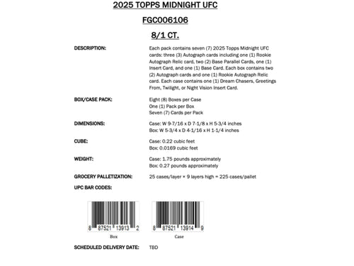 Topps Midnight UFC 2025 - Hobby Box