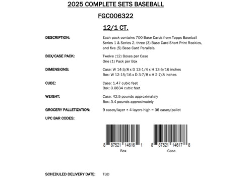 Topps Baseball Complete Set 2025 - Hobby Edition
