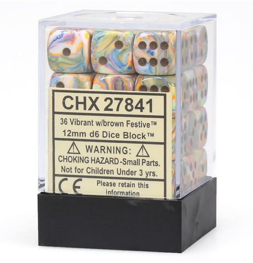 Festive™ – 12mm d6 Vibrant w/brown Dice Block™