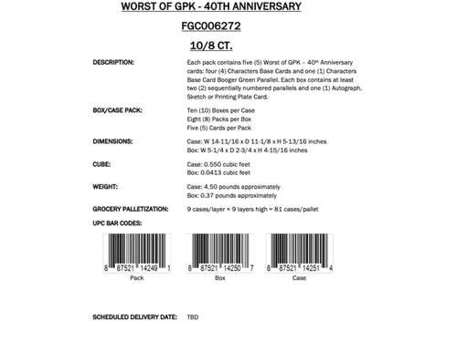 Topps Worst of Garbage Pail Kids 40th Anniversary - Hobby Box