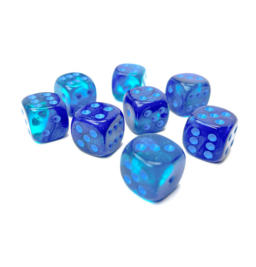 Gemini™ - 12mm d6 Blue-Blue/Light Blue Luminary Dice Block
