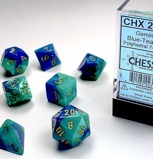 Gemini™ – Polyhedral Blue-Teal w/gold 7-Die Set