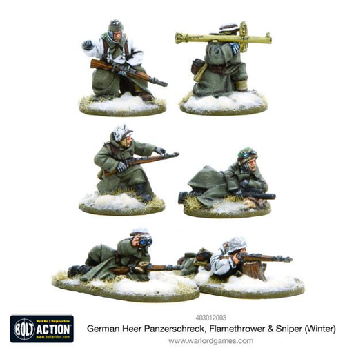 Bolt Action: German Heer Panzerschreck Flamethrower & Sniper teams - Winter (Eng)