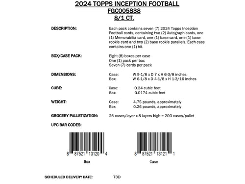 Topps Inception Football 2024 - Hobby Box