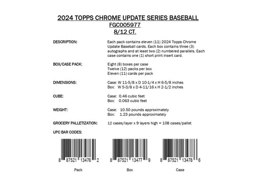 Topps Chrome Update Baseball 2024 - Jumbo Box