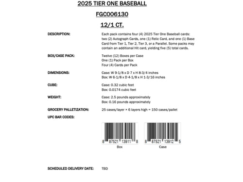 Topps Tier One Baseball 2025 - Hobby Box