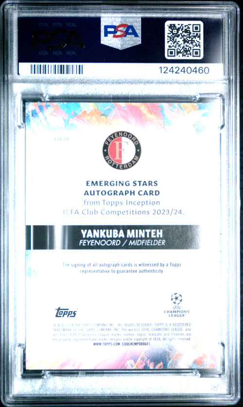 Yankuba Minteh #YM Topps Inception UEFA Club Competitions Emerging Stars Rookie Autographs 2023 PSA 8