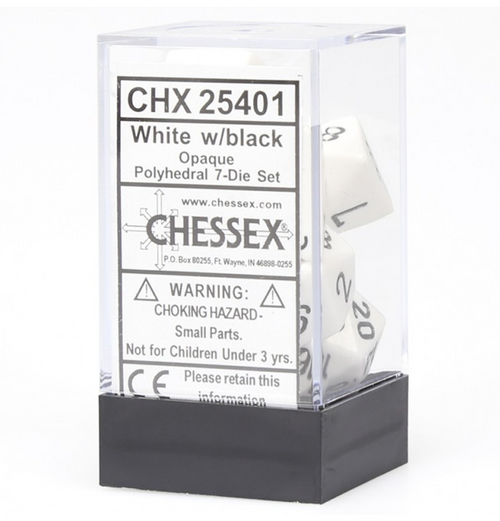 Opaque – Polyhedral White w/black 7-Die Set