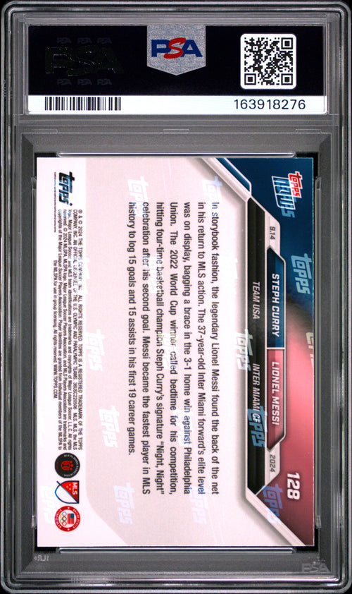 Curry/messi #128 Topps Now Mls 2024 PSA 9
