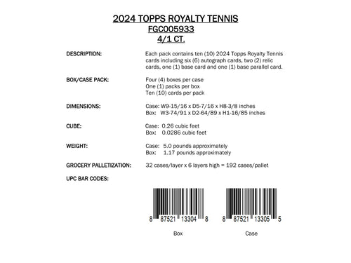 Topps Royalty Tennis 2024 - Hobby Box