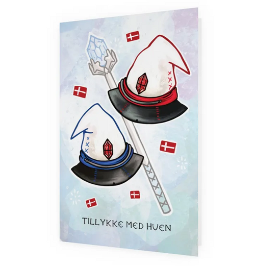 Postkort: Tillykke med Huen (med kuvert)